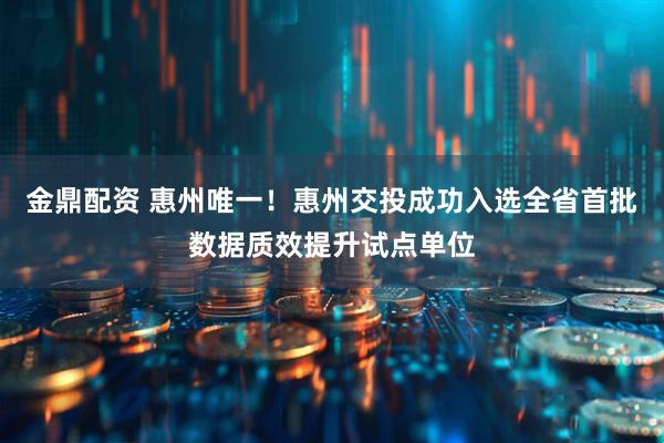 金鼎配资 惠州唯一！惠州交投成功入选全省首批数据质效提升试点单位