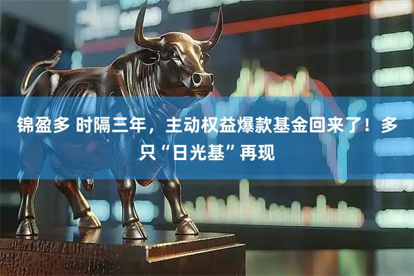 锦盈多 时隔三年，主动权益爆款基金回来了！多只“日光基”再现